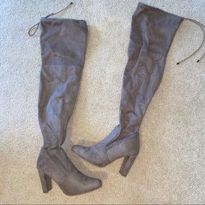 Faux Suede Over Knee Boots
